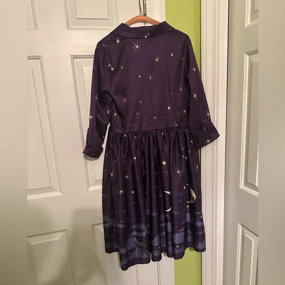 Lindy Bop Halloween Witch Print Vintage Style Swing Dress size UK 16/US 12 - Picture 2 of 9